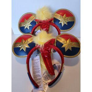 2pk Genuine Disneyland Parks Marvel's Captain Marvel Ear Headband for Adults NWT